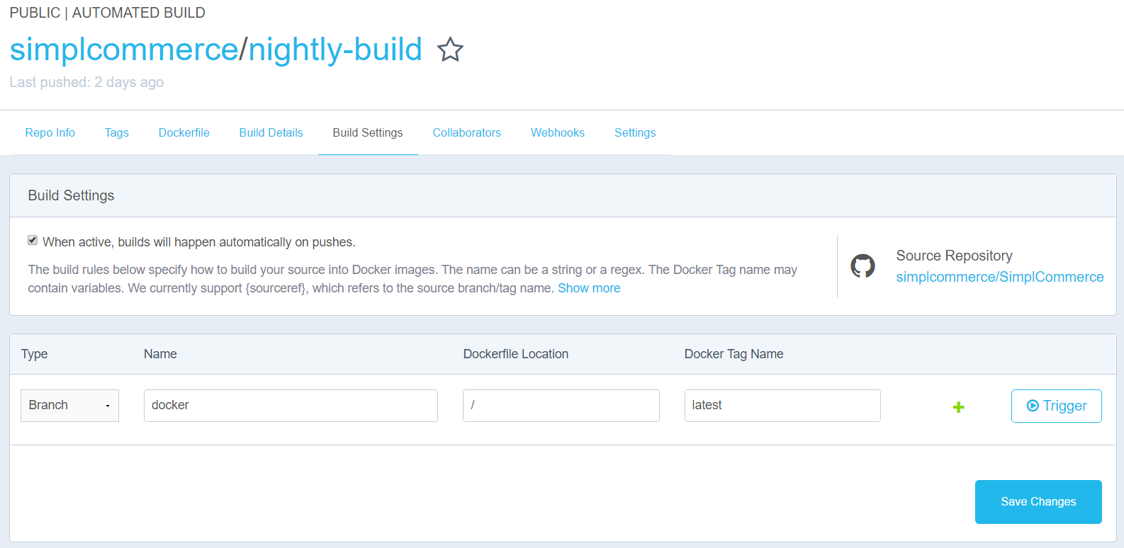 Automated build setting